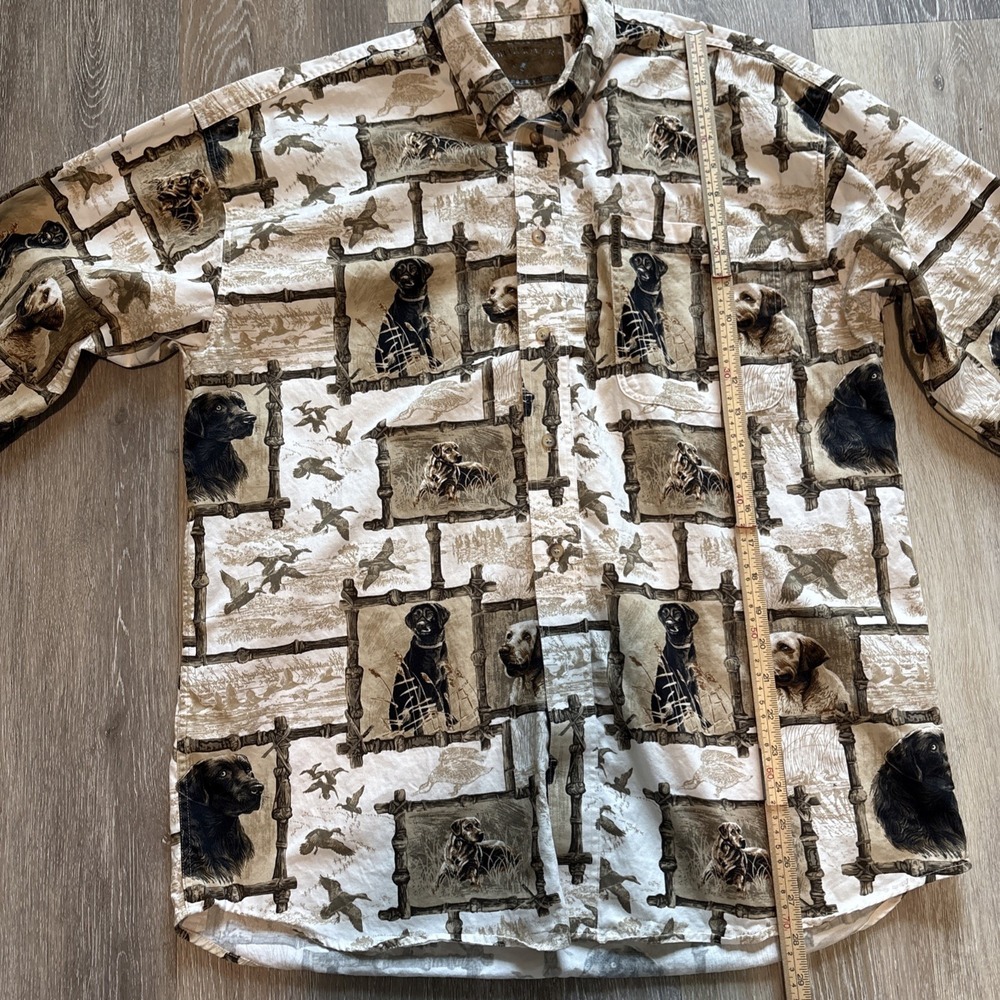 Vintage North River Outfitters Button Down Lab Bird Dog Hunting AOP Men's M - Picture 9 of 10